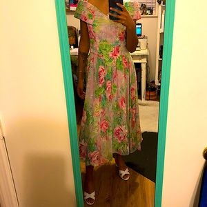 Vintage Opening Night Flower Print Dress